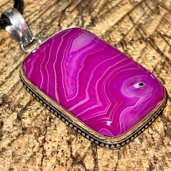Pink Botswana Lace Agate Pendant 2” - Picture 11 of 14